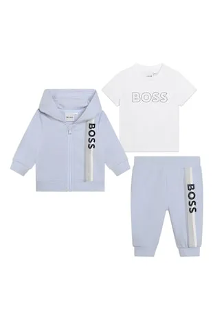 BOSS Kidswear - Tricou si trening cu gluga si imprimeu logo