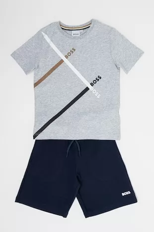 BOSS Kidswear - Trening cu imprimeu logo si pantaloni scurti