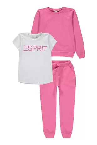 Esprit - Set de tricou de bumbac, pantaloni sport si bluza sport - 3...