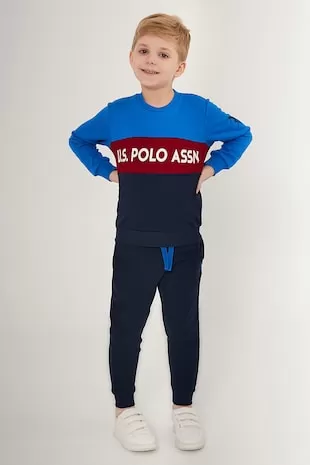 U.S. Polo Assn. - Set de pantaloni sport si bluza sport din amestec de bumbac